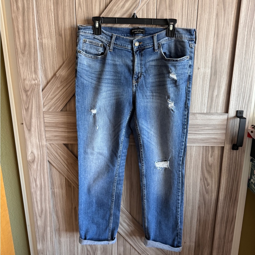Banana Republic Factory Distressed girlfriend Blue Jeans